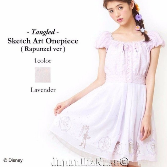 Japan Secret Honey Disney Rapunzel from Tangled Lavender Sketch Art Dress - Picture 5 of 5